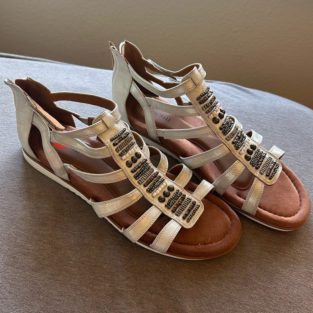 Embellished Ivory Gladiator Sandals - Women